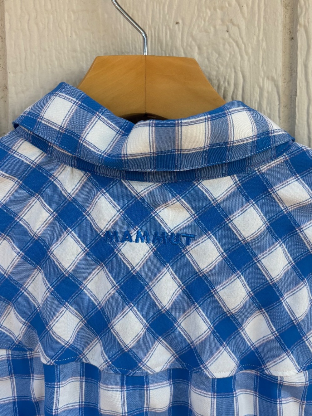 Mammut Alessandria Button Up Shirt Women's XL Blue White Plaid Outdoor Summer - Picture 7 of 10